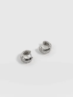 Fashion Saint and Sofia Molten Huggie Earrings - Silver