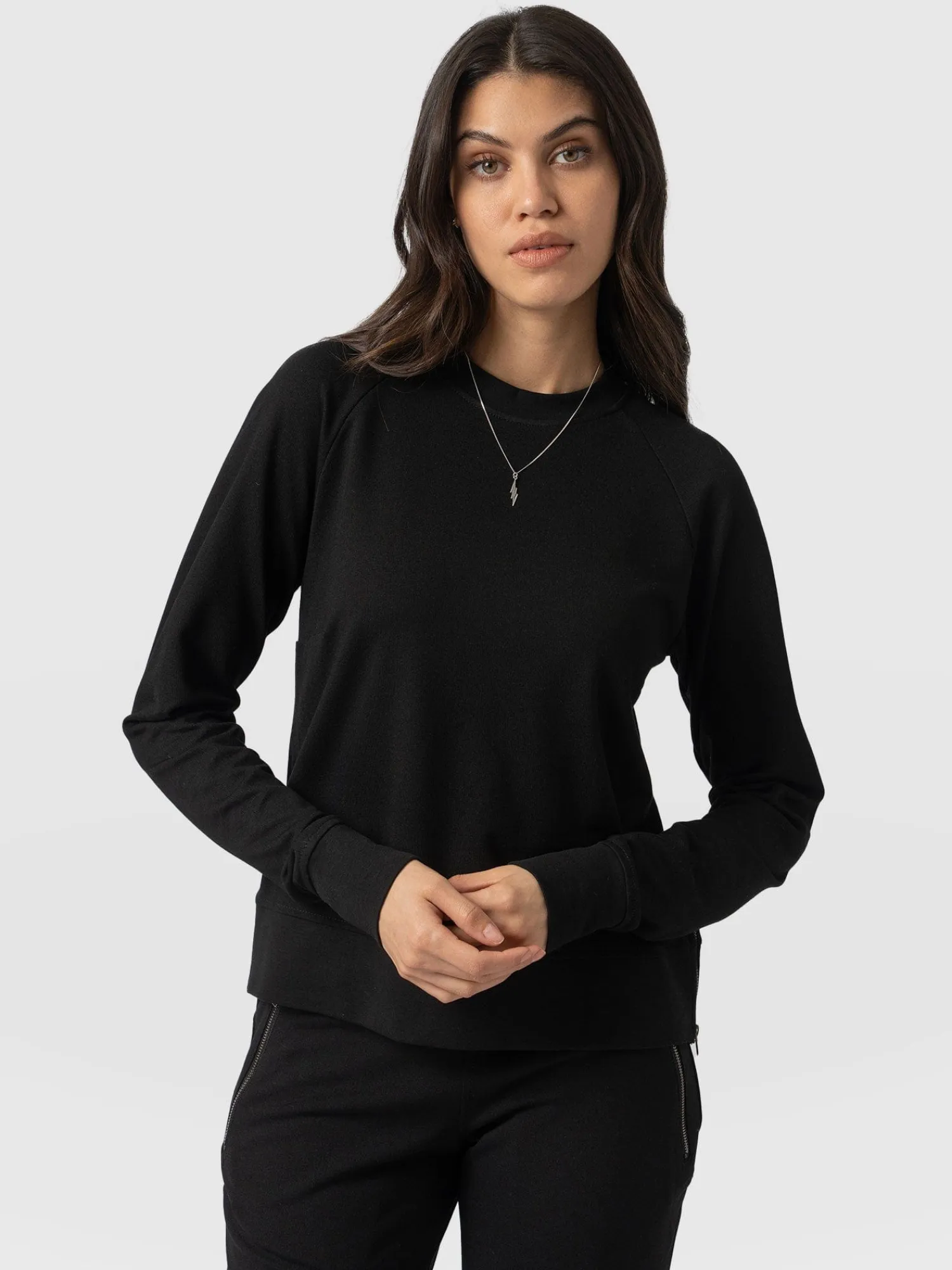 Sale Saint and Sofia Morgan Zip Sweater - Black
