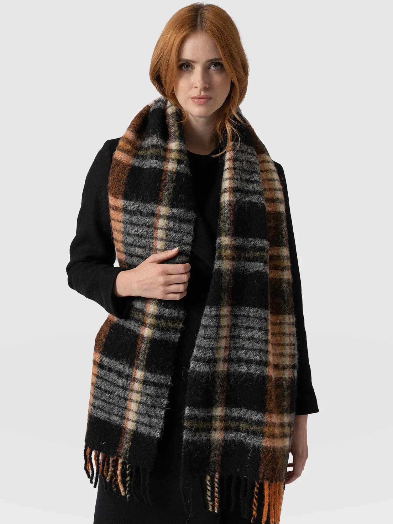 Best Saint and Sofia Nora Check Scarf - Orange