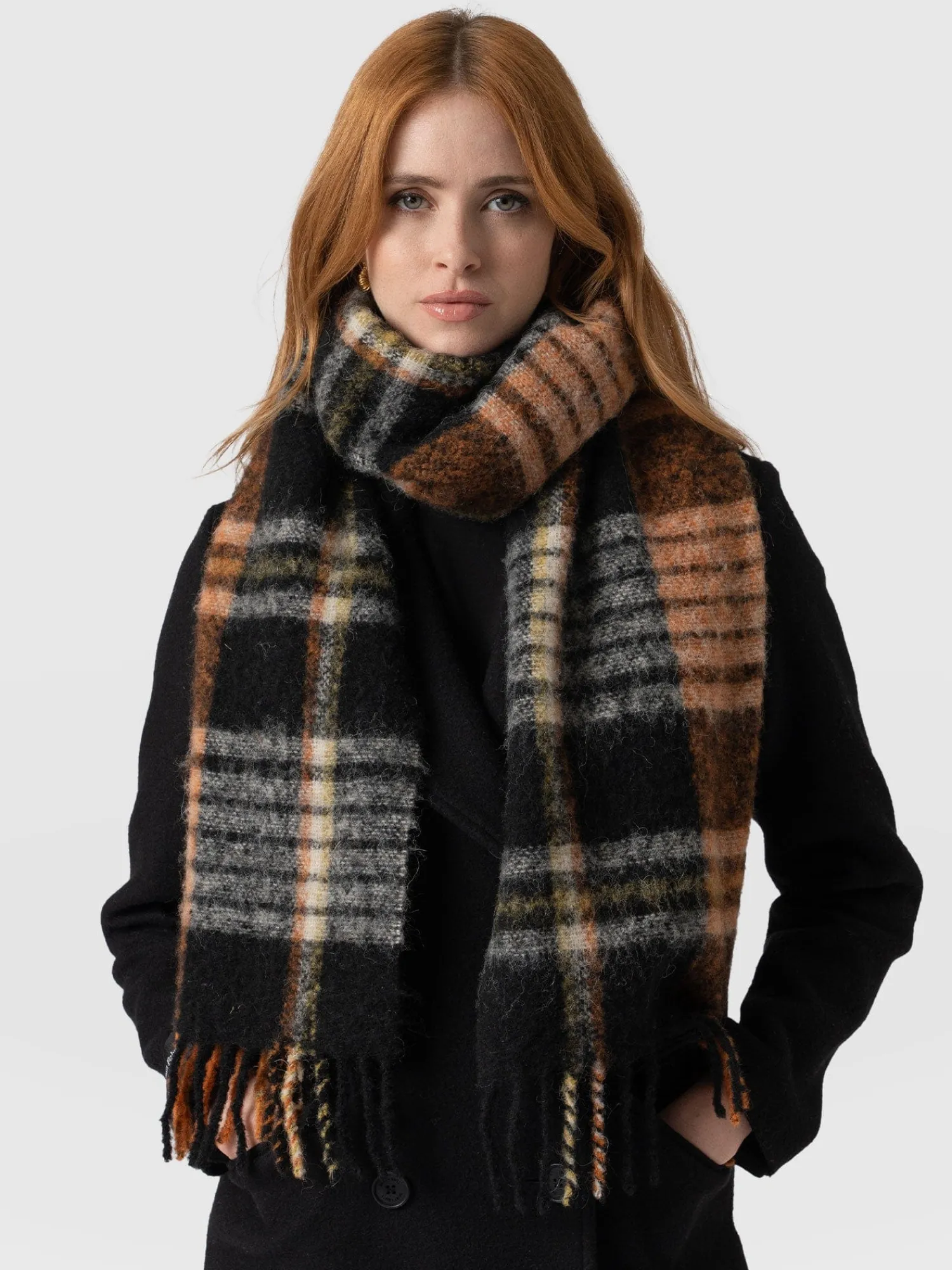 Best Saint and Sofia Nora Check Scarf - Orange