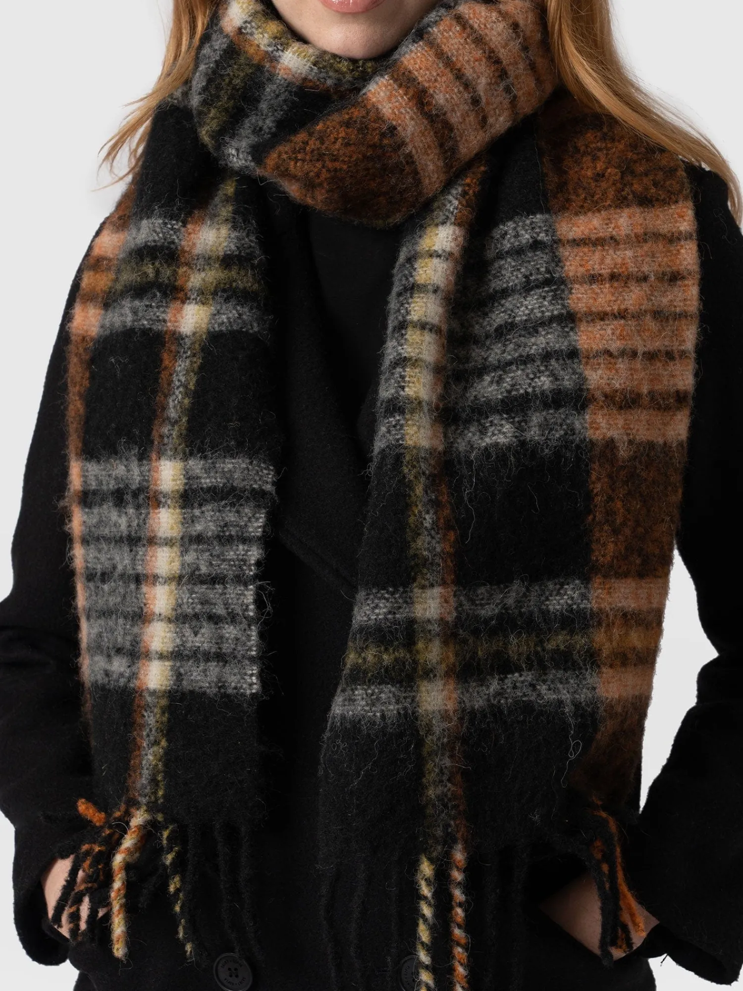 Best Saint and Sofia Nora Check Scarf - Orange