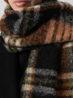 Best Saint and Sofia Nora Check Scarf - Orange