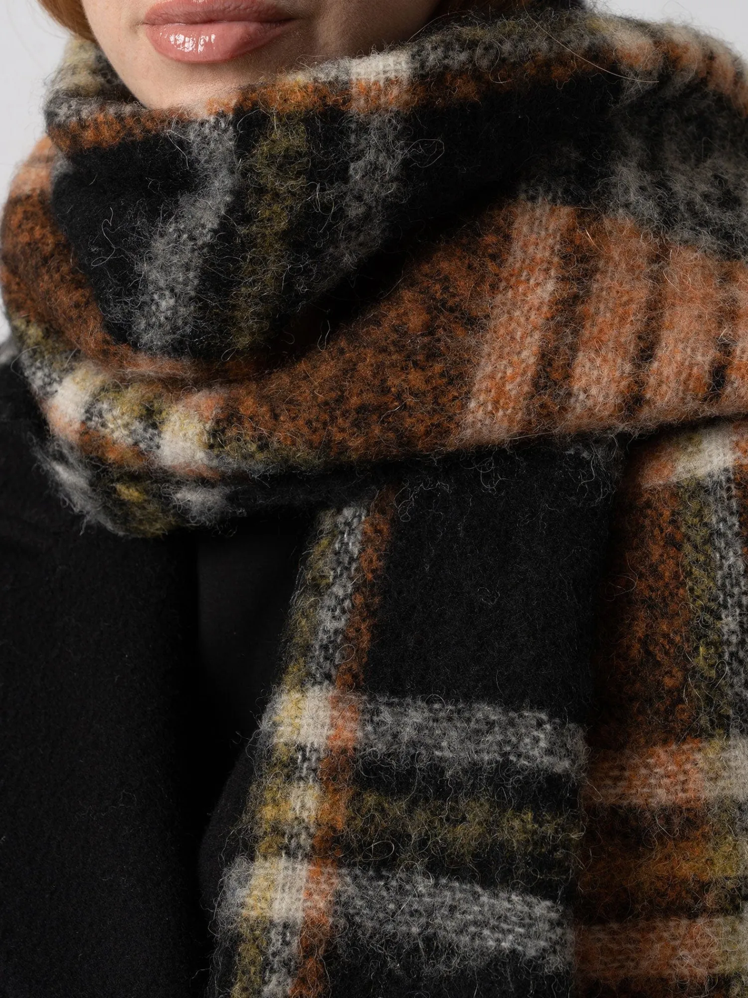 Best Saint and Sofia Nora Check Scarf - Orange