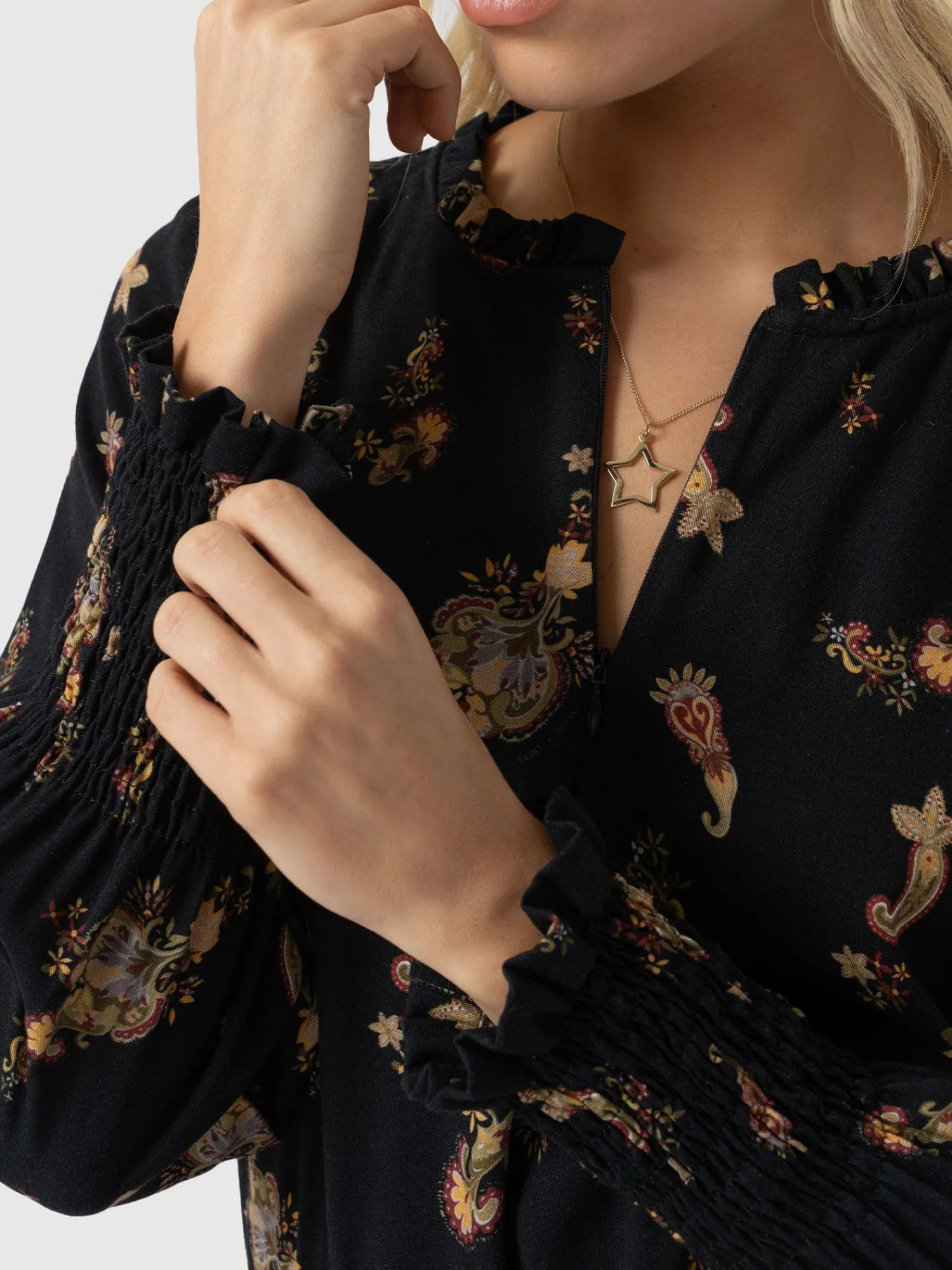 Sale Saint and Sofia Olivia Zip Up Dress - Highland Paisley