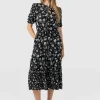 Online Saint and Sofia Olivia Zip Up Short Sleeve Dress - Black Spring Floral