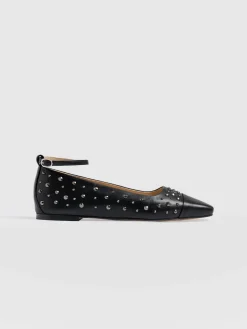 Fashion Saint and Sofia Ophelia Leather Ballerinas - Black Studded