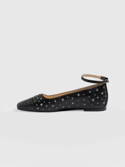 Fashion Saint and Sofia Ophelia Leather Ballerinas - Black Studded