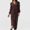 New Saint and Sofia Paloma Ruched Dress - Red Ditsy Leopard