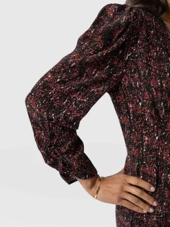 New Saint and Sofia Paloma Ruched Dress - Red Ditsy Leopard