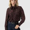 New Saint and Sofia Paxton Pussybow Blouse - Red Ditsy Leopard