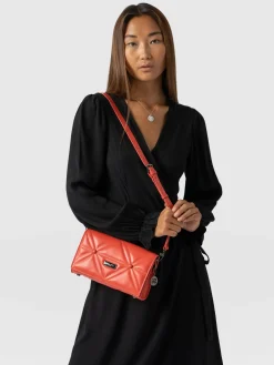 Sale Saint and Sofia Quilted Keira Cross Body Bag - Coral