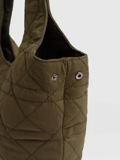 New Saint and Sofia Quilted Stella Shoulder Tote Bag - Khaki