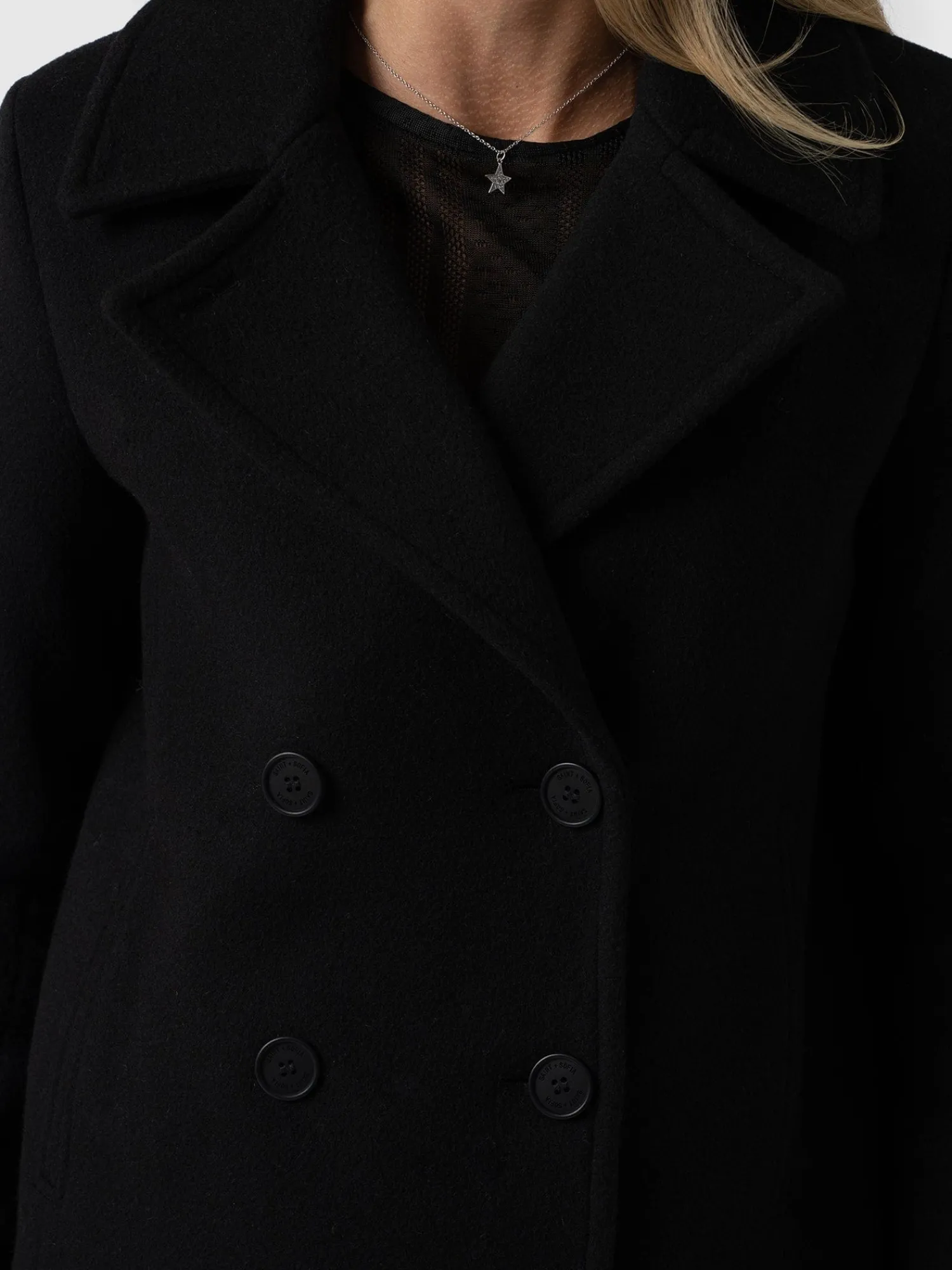 Hot Saint and Sofia Quinn Pea Coat - Black