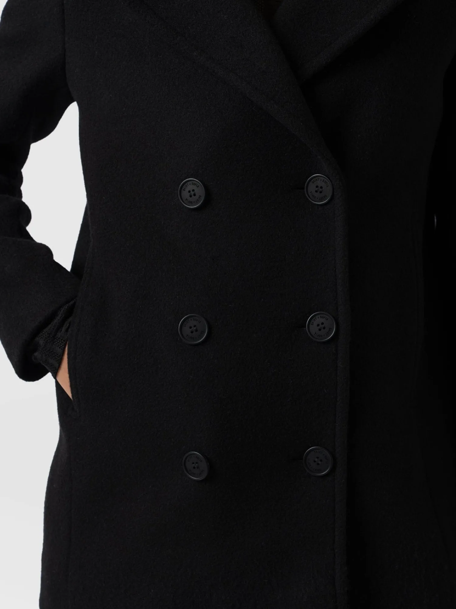 Hot Saint and Sofia Quinn Pea Coat - Black