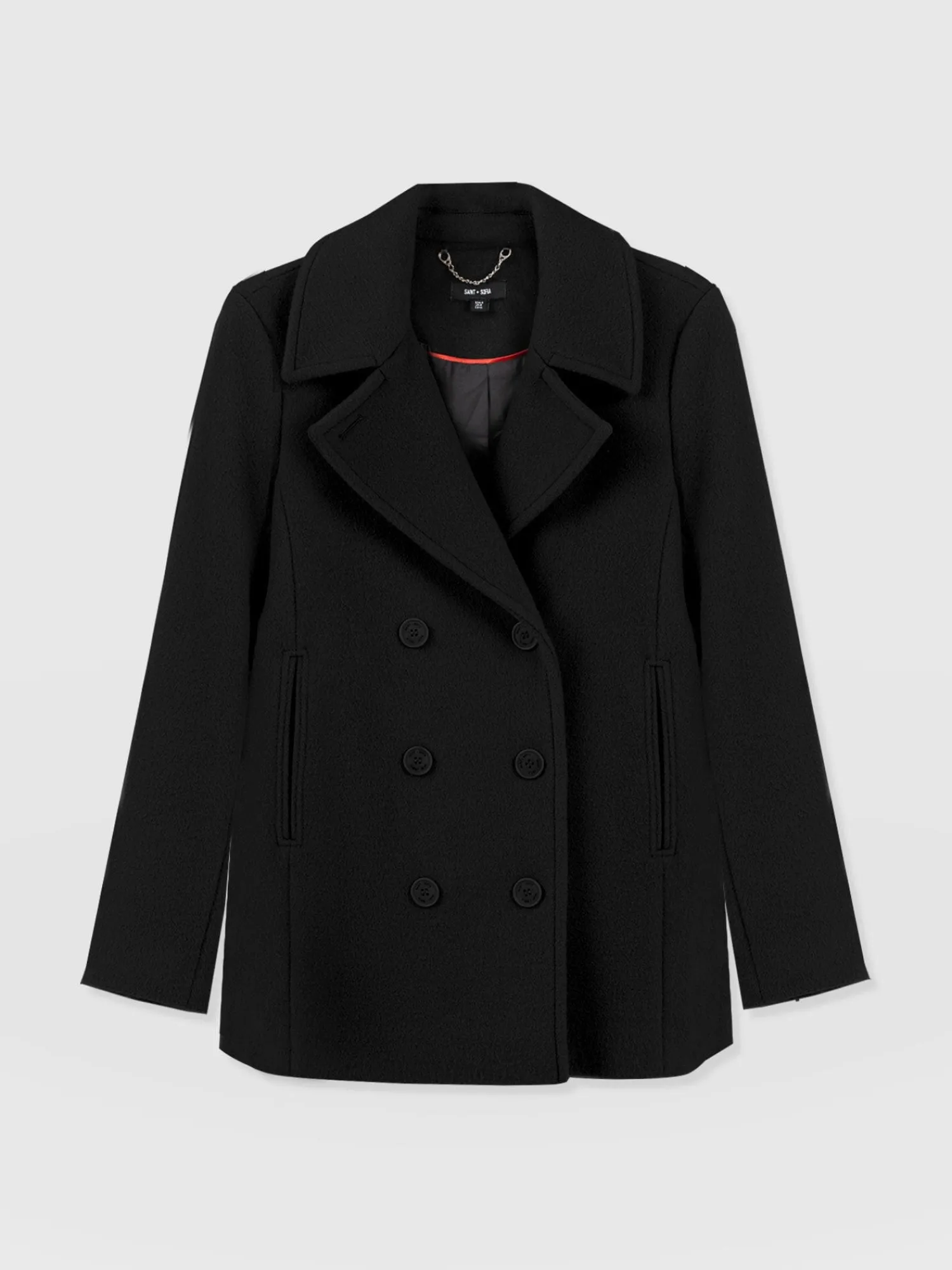Hot Saint and Sofia Quinn Pea Coat - Black
