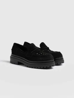 Online Saint and Sofia Raine Studded Loafer - Black Suede