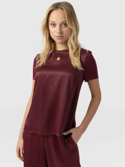 Online Saint and Sofia Rayner Contrast Tee - Maroon