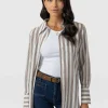 New Saint and Sofia Reagan Tie Shirt - Beige Stripe