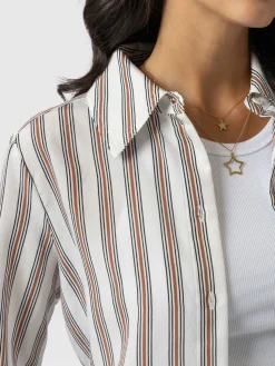 New Saint and Sofia Reagan Tie Shirt - Beige Stripe