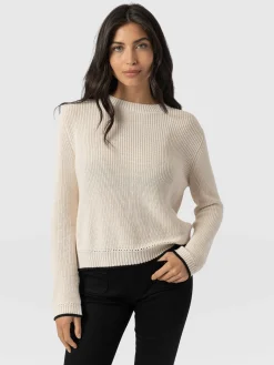 New Saint and Sofia Remy Crop Sweater - Cream