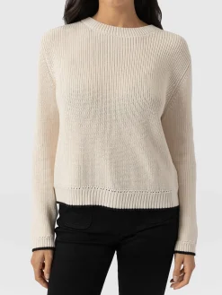 New Saint and Sofia Remy Crop Sweater - Cream