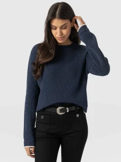 Best Saint and Sofia Remy Crop Sweater - Navy