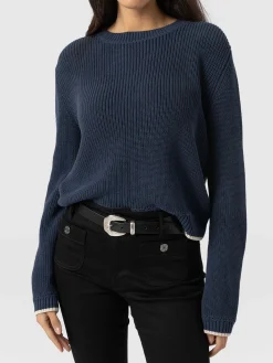 Best Saint and Sofia Remy Crop Sweater - Navy