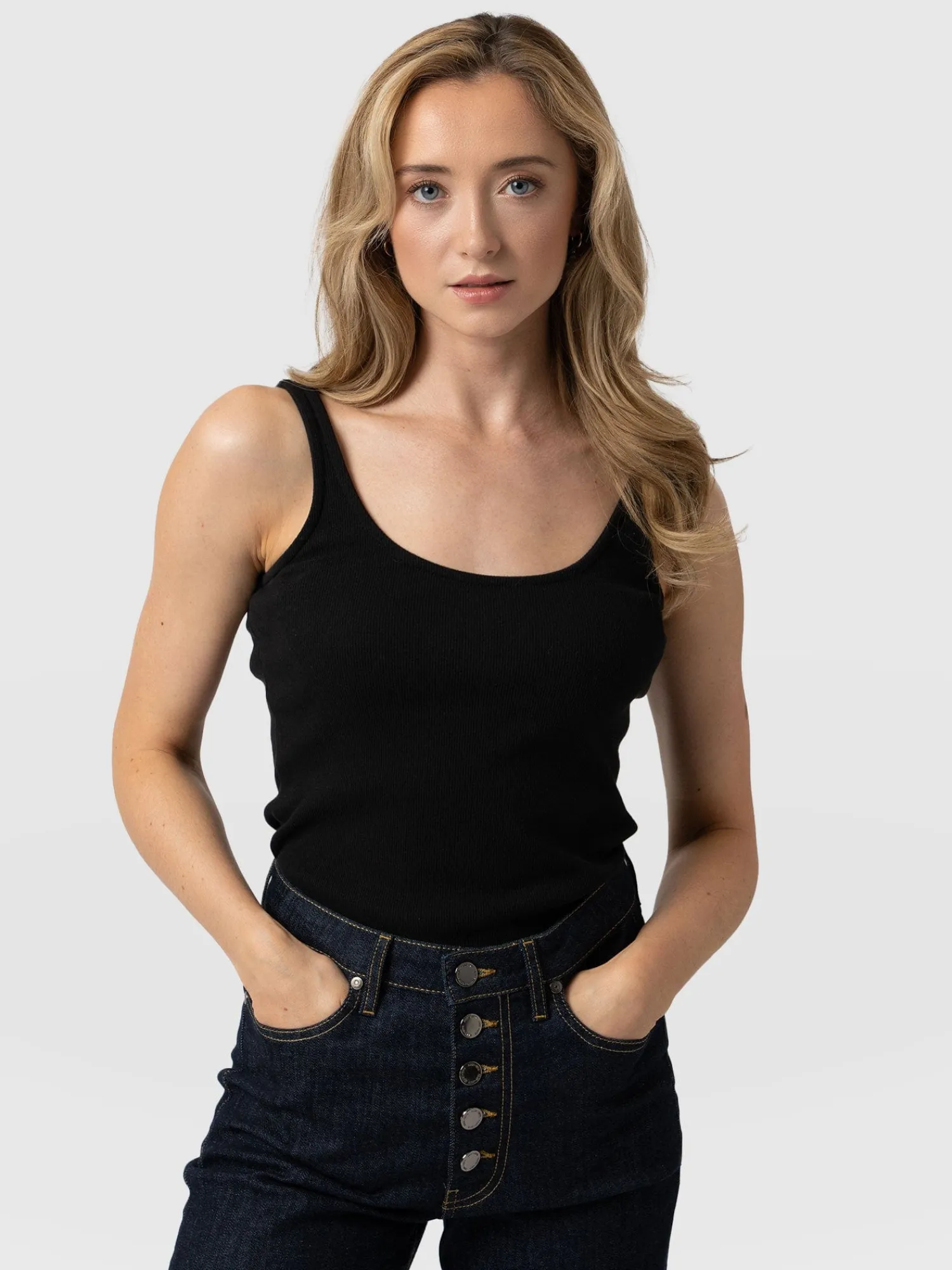 New Saint and Sofia Rib Cami - Black