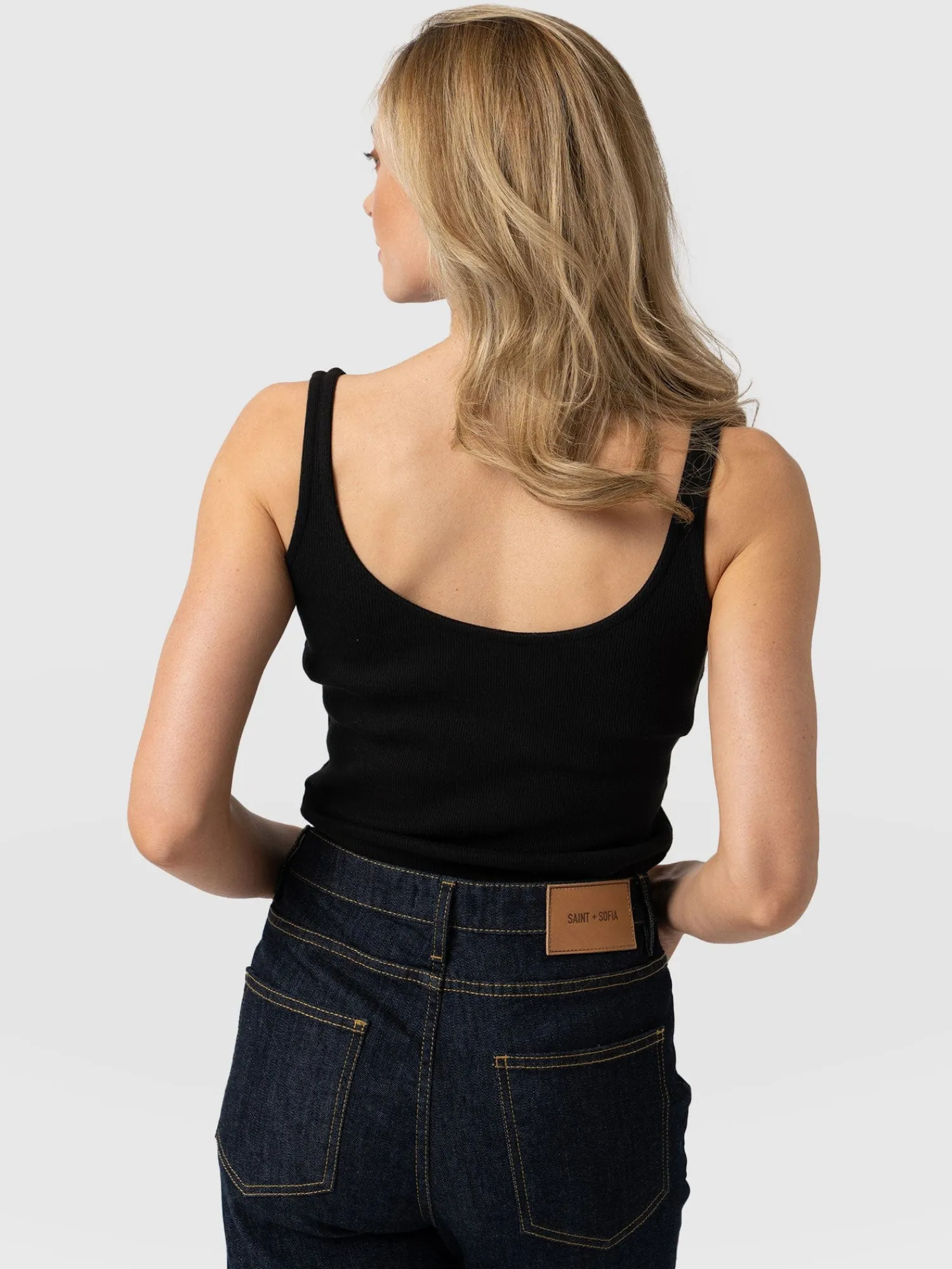 New Saint and Sofia Rib Cami - Black