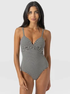 Hot Saint and Sofia Riley Cross Front Swimsuit - Stripe