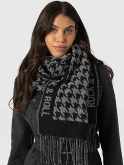 Sale Saint and Sofia Rock Houndstooth Scarf - Black/Grey