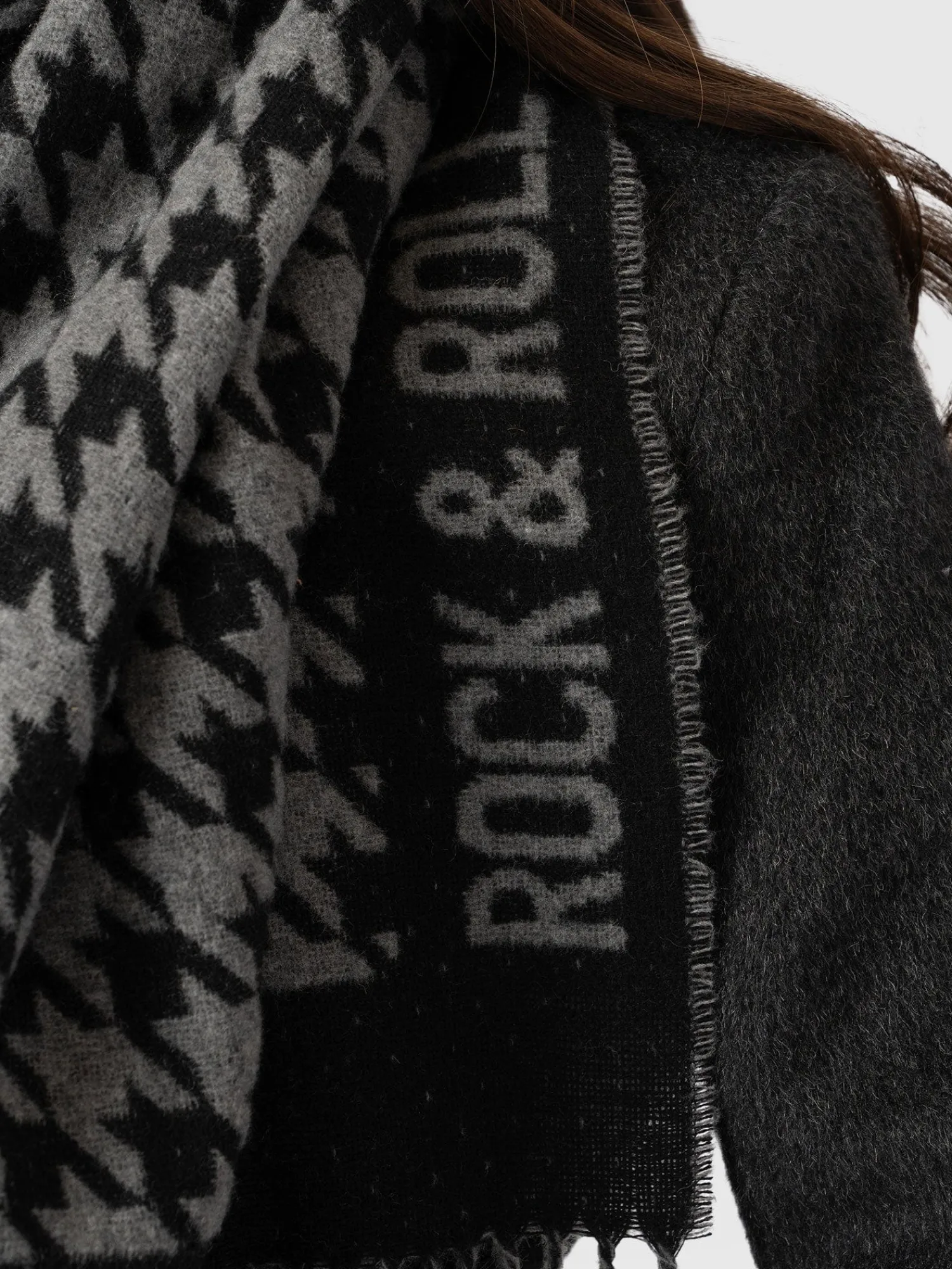 Sale Saint and Sofia Rock Houndstooth Scarf - Black/Grey