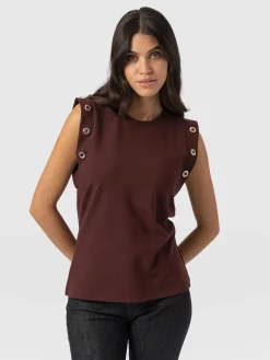 Hot Saint and Sofia Rowan Tee - Maroon Eyelet