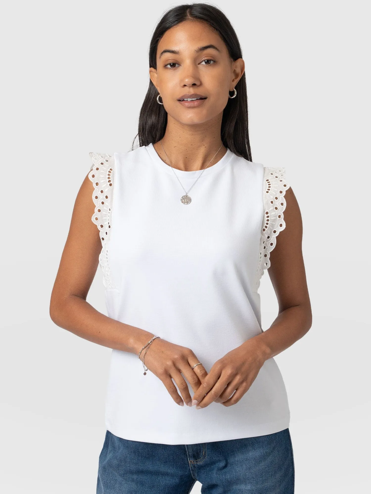 Clearance Saint and Sofia Rowan Tee - White Broderie