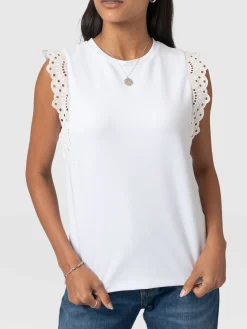Clearance Saint and Sofia Rowan Tee - White Broderie