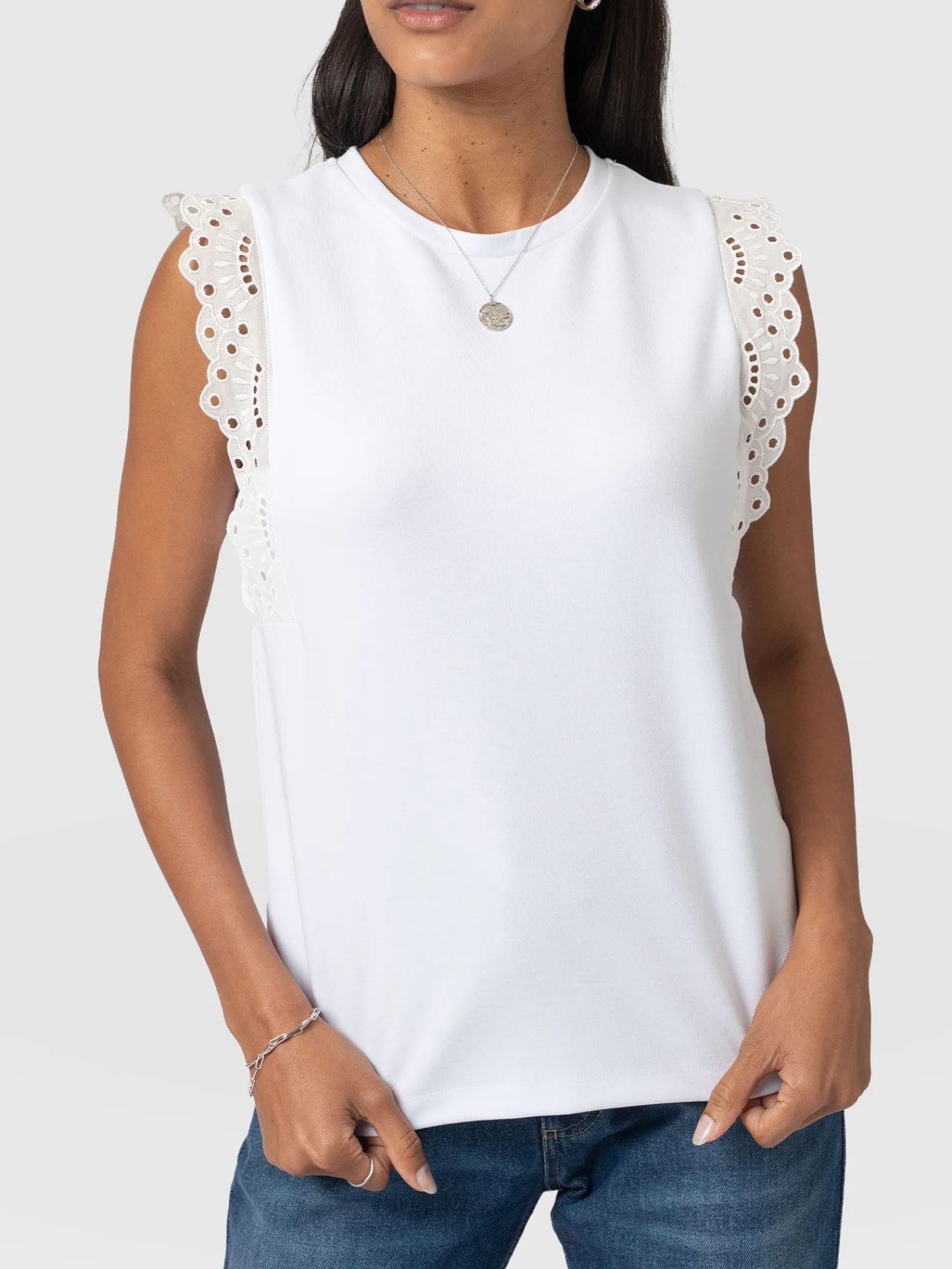 Clearance Saint and Sofia Rowan Tee - White Broderie