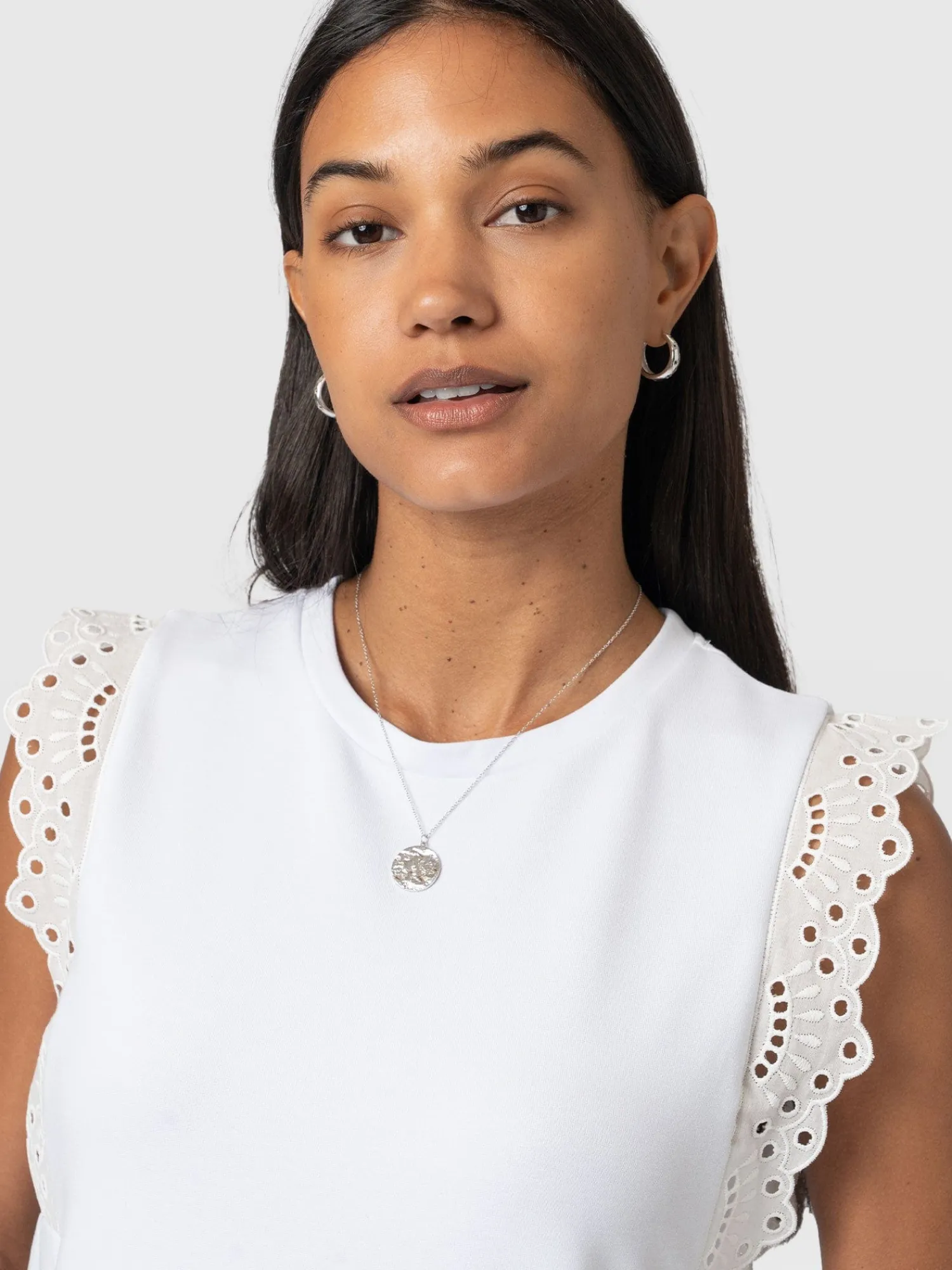 Clearance Saint and Sofia Rowan Tee - White Broderie