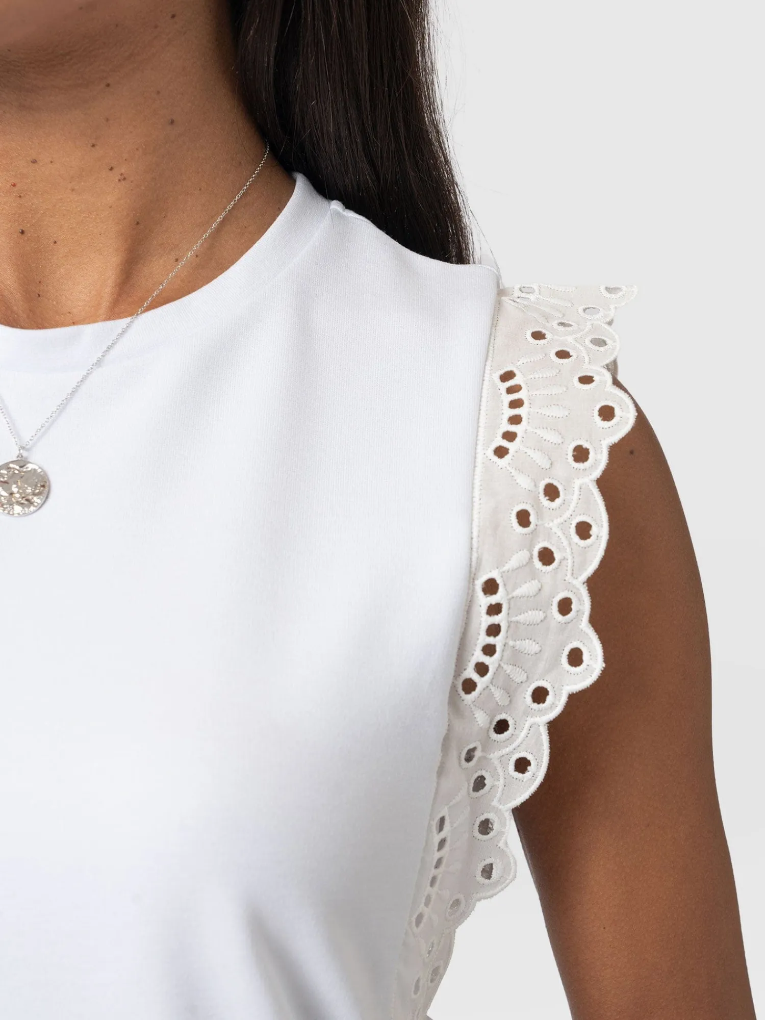 Clearance Saint and Sofia Rowan Tee - White Broderie