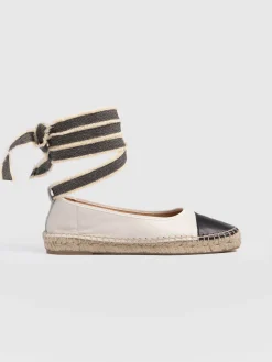 Hot Saint and Sofia Rowe Espadrille Tie Pumps - Cream/Black
