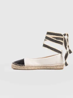 Hot Saint and Sofia Rowe Espadrille Tie Pumps - Cream/Black