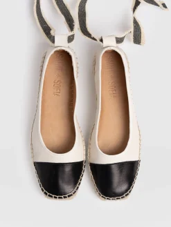 Hot Saint and Sofia Rowe Espadrille Tie Pumps - Cream/Black