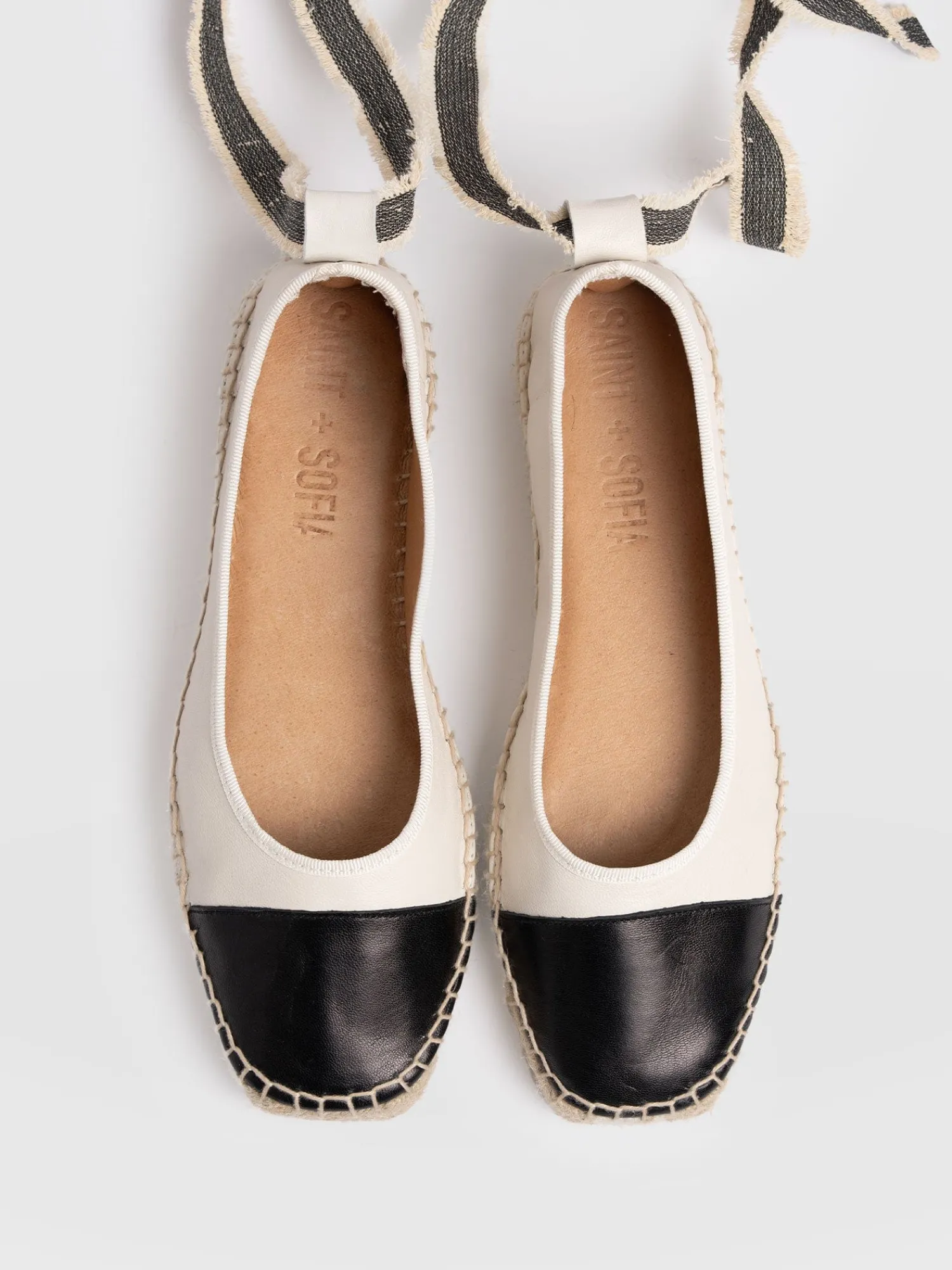 Hot Saint and Sofia Rowe Espadrille Tie Pumps - Cream/Black