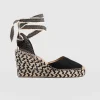 New Saint and Sofia Rowe Espadrille Tie Wedges - Black