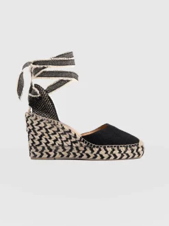 New Saint and Sofia Rowe Espadrille Tie Wedges - Black