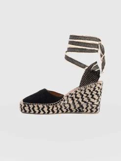 New Saint and Sofia Rowe Espadrille Tie Wedges - Black