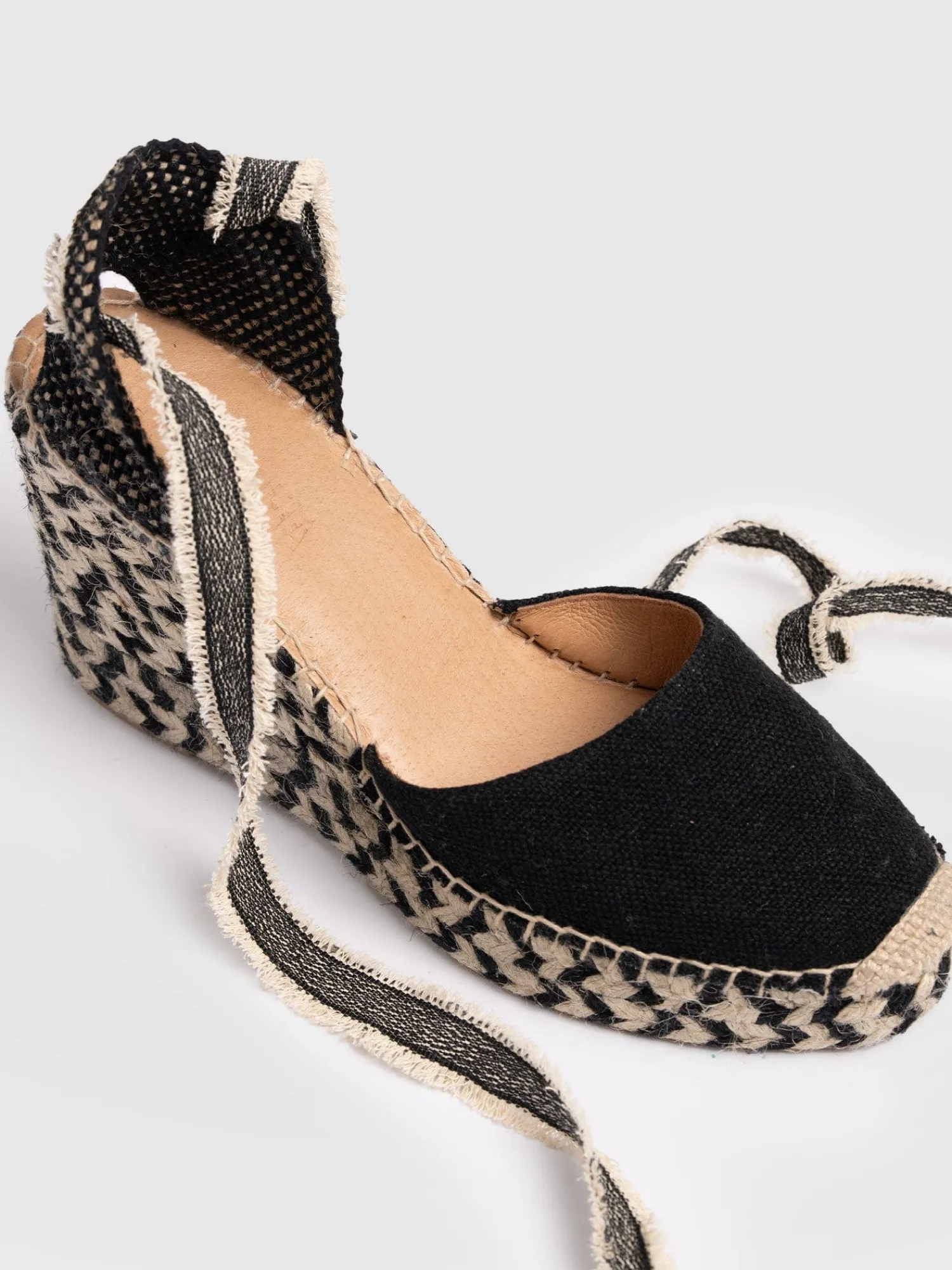 New Saint and Sofia Rowe Espadrille Tie Wedges - Black