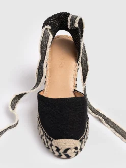 New Saint and Sofia Rowe Espadrille Tie Wedges - Black