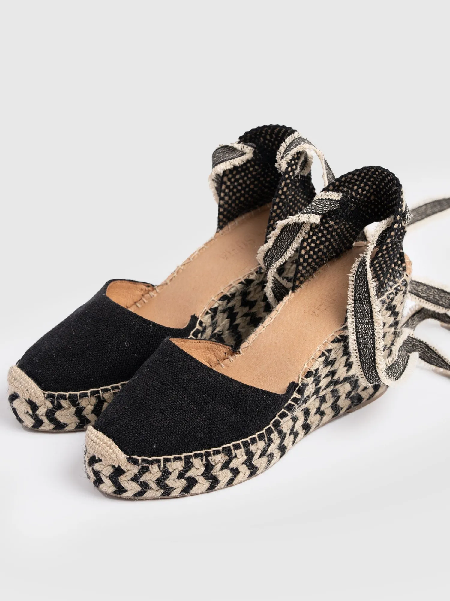 New Saint and Sofia Rowe Espadrille Tie Wedges - Black