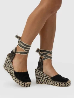 New Saint and Sofia Rowe Espadrille Tie Wedges - Black