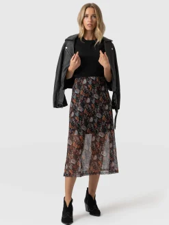 Outlet Saint and Sofia Runway Mesh Skirt - 70's Paisley